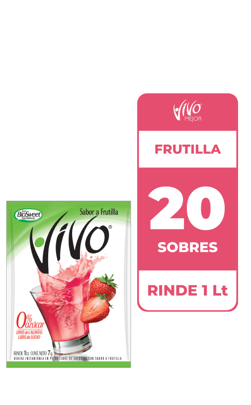 20x Jugos En Polvo Vivo Frutilla 7gr