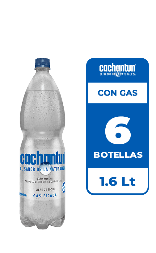 6x Agua Mineral Cachantun Con Gas 1.6L
