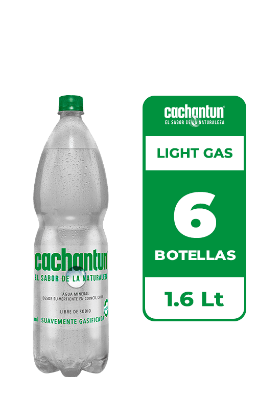 6x Agua Mineral Cachantun Light Gas 1.6L