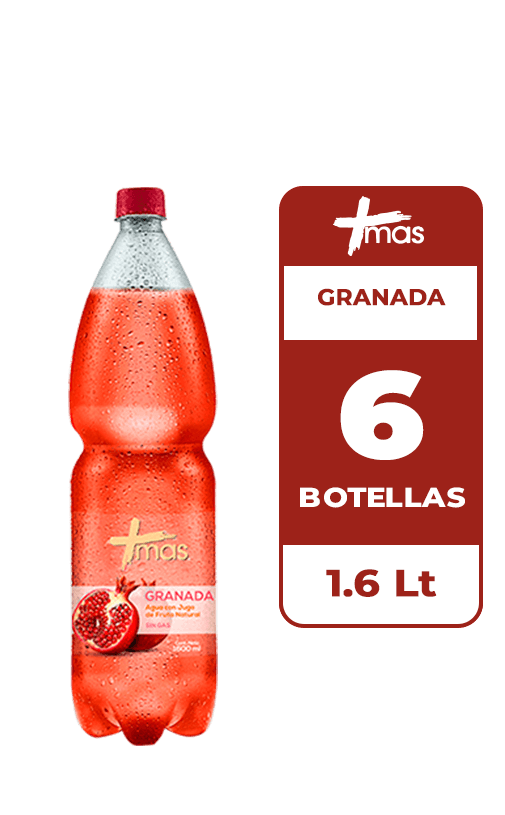 6x Agua Saborizada Mas Granada Botella 1.6L