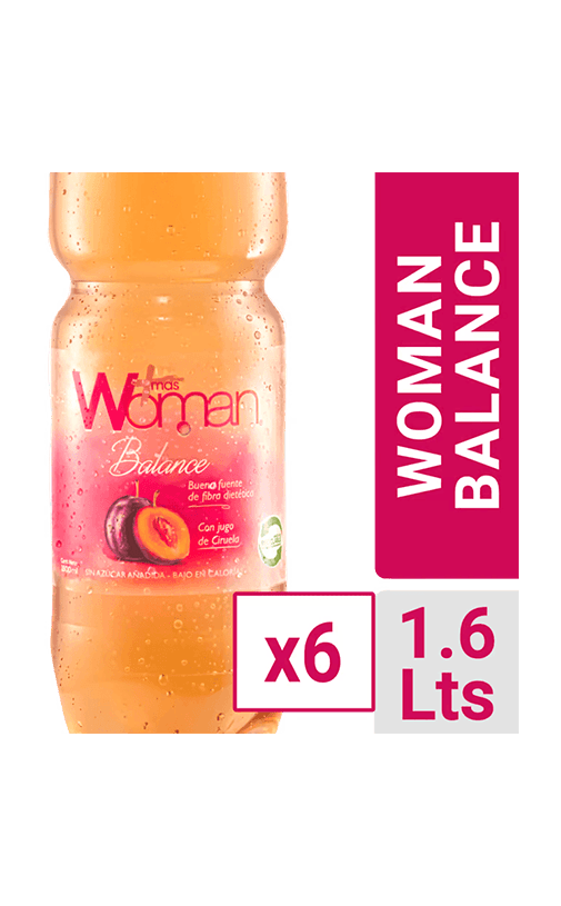 6x Agua Saborizada Mas Woman Balance Botella 1.6L