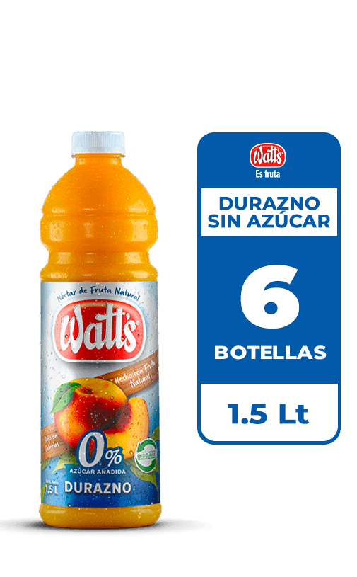 6x Néctar Watt's Durazno Sin Azúcar 1.5L