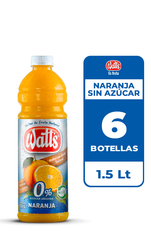 6x Néctar Watt's Naranja Sin Azúcar 1.5L