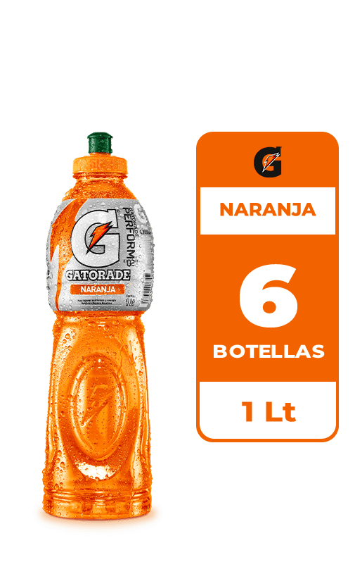 6x Bebida Isotónica Gatorade Naranja 1L