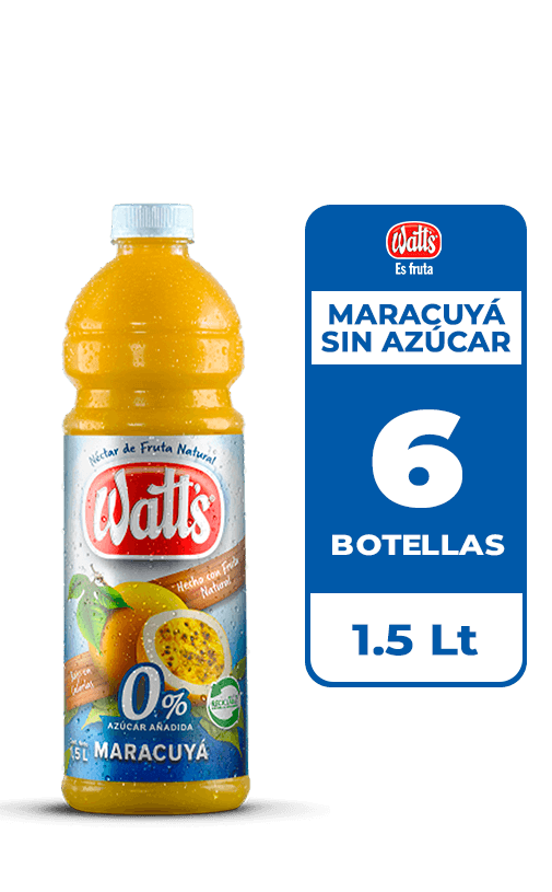 6x Néctar Watt's Maracuyá Sin Azúcar 1.5L