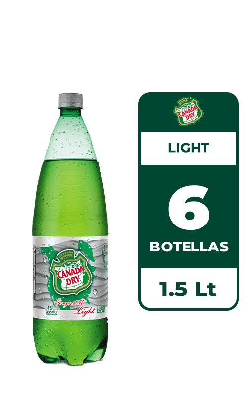 6x Bebida Canada Dry Ginger Ale Light Botella 1.5L