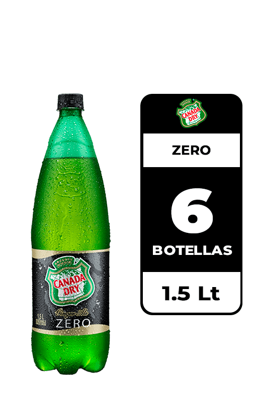 6x Bebida Canada Dry Ginger Ale Zero Botella 1.5L
