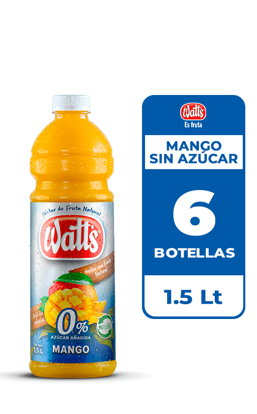 6x Néctar Watt's Mango Sin Azúcar 1.5L