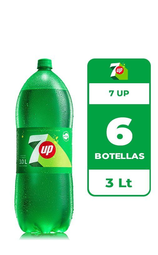 6x Bebida 7 Up Botella 3L