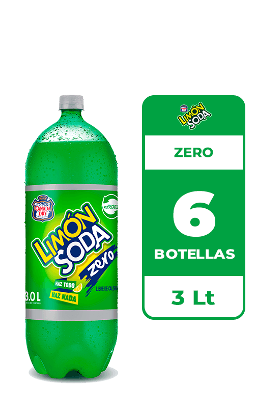 6x Bebida Limón Soda Zero Botella 3L