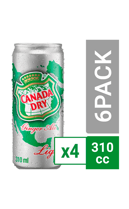 24x Bebida Canada Dry Ginger Ale Light Lata 310cc