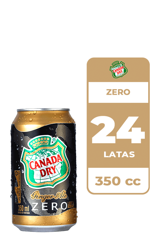 24x Bebida Canada Dry Ginger Ale Zero Lata 350cc