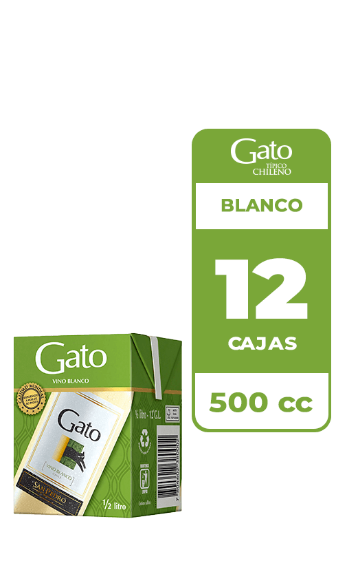 12x Vino Gato Blanco 500cc