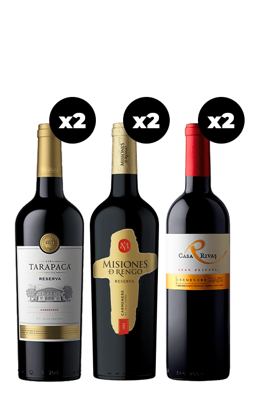 6x Vinos Reserva Carmenere Variedades 750cc