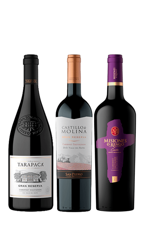 3x Vinos Gran Reserva Cabernet Sauvignon Variedades 750cc