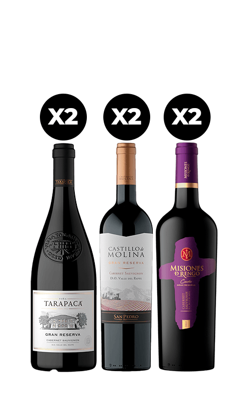 6x Vinos Gran Reserva Cabernet Sauvignon Variedades 750cc