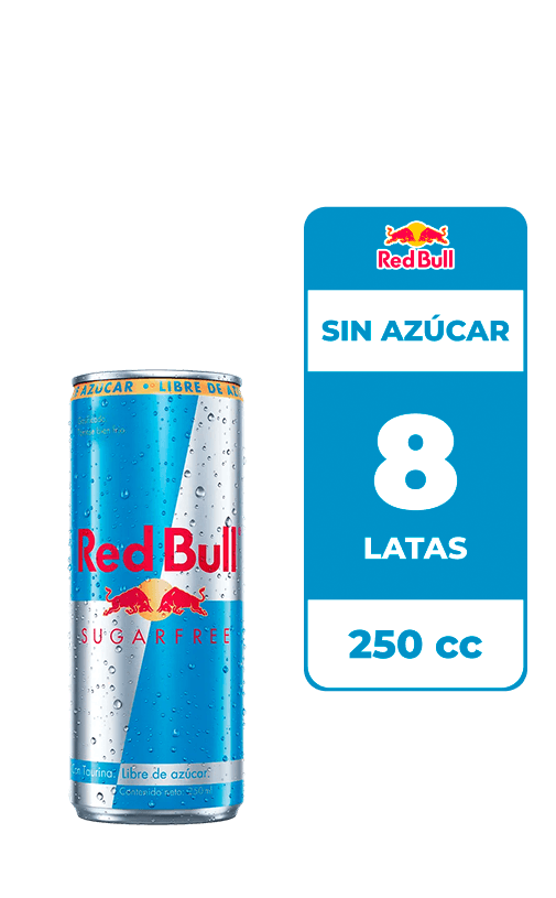 8x Bebida Energética Red Bull Sin Azúcar 250cc