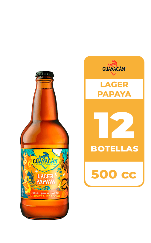 12x Cerveza Guayacán Papaya 4.3° Botella 500cc