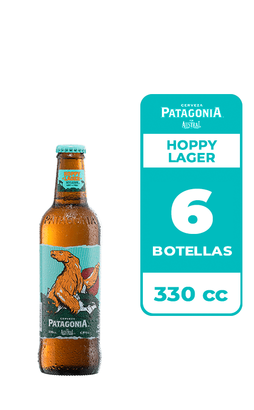6x Cerveza Patagonia Hoppy Lager 4.8° Botella 330cc