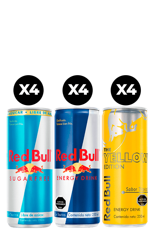 12x Bebida Energética Red Bull Variedades 250cc