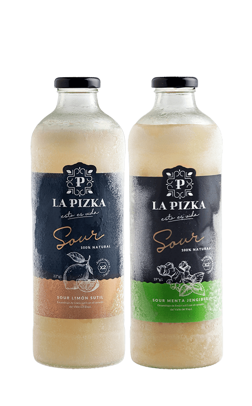 Pack Cóctel Sour La Pizka Clásico 1L + Menta Jengibre 1L