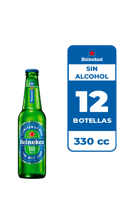 12x Cerveza Heineken Sin Alcohol Botella 330cc