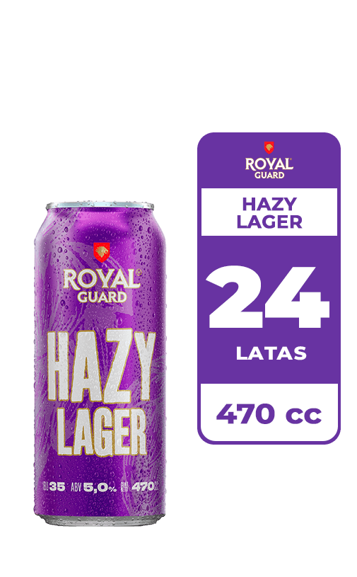 24x Cerveza Royal Guard Hazy Lager 5° Lata 470cc
