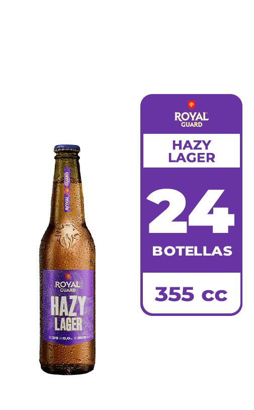 24x Cerveza Royal Guard Hazy Lager 5° Botella 355cc