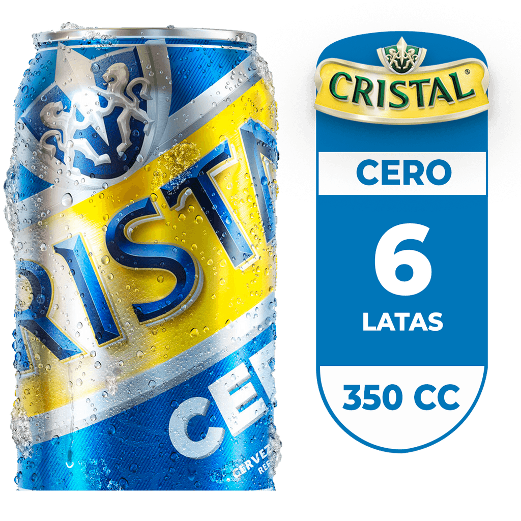 6x Cerveza Cristal Sin Alcohol Lata 350cc