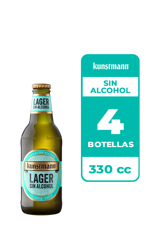 4x Cerveza Kunstmann Sin Alcohol Botella 330cc