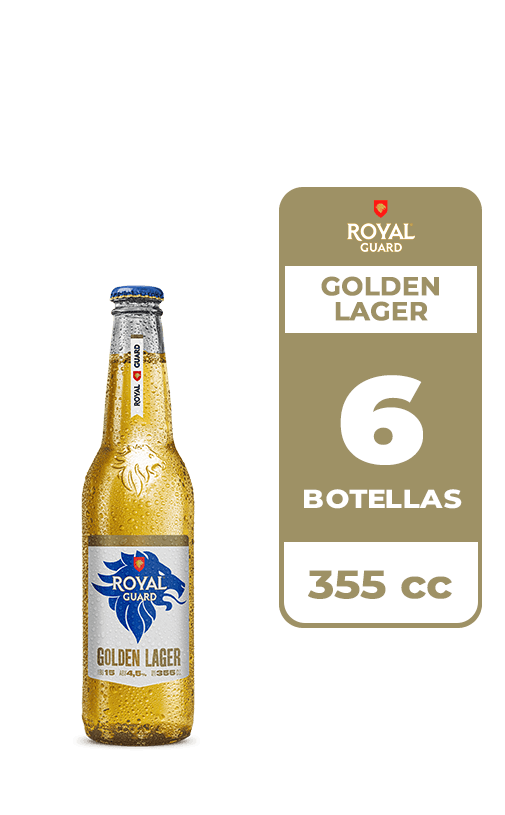 6x Cerveza Royal Guard Golden Lager 4.5° Botella 355cc