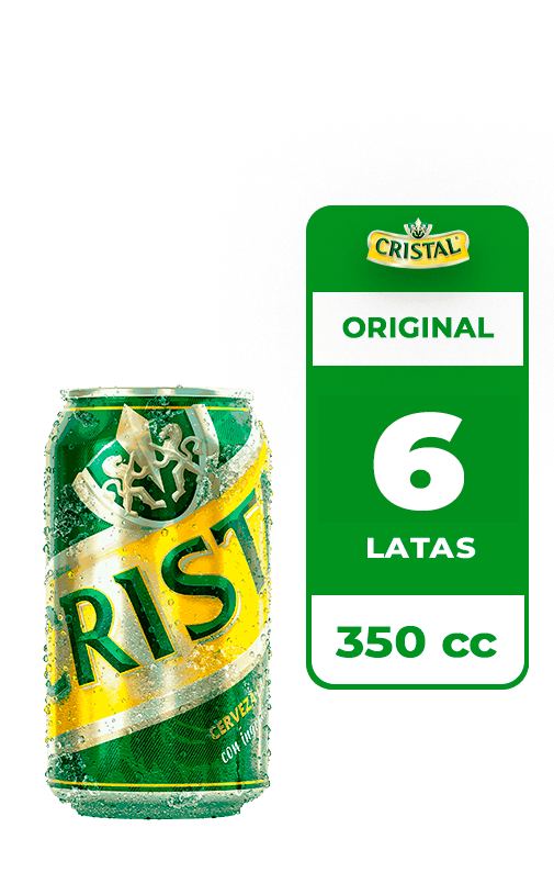 6x Cerveza Cristal 4.6° Lata 350cc