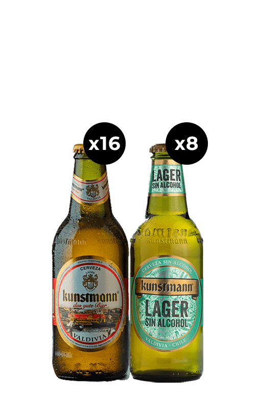 24x Pack Cerveza Kunstmann Mixto (16 con alcohol + 8 sin alcohol) Botella 330cc