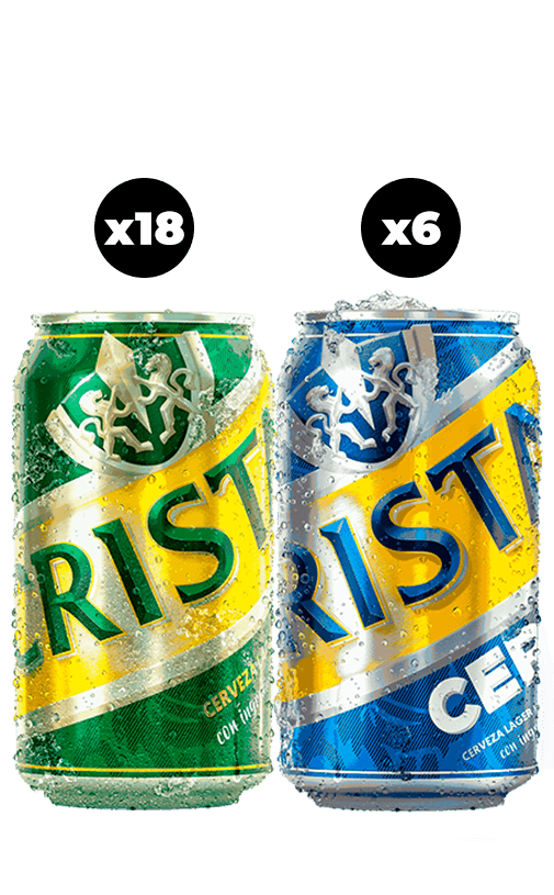 24x Pack Cerveza Cristal Mixto (18 con alcohol + 6 sin alcohol) Lata 350cc