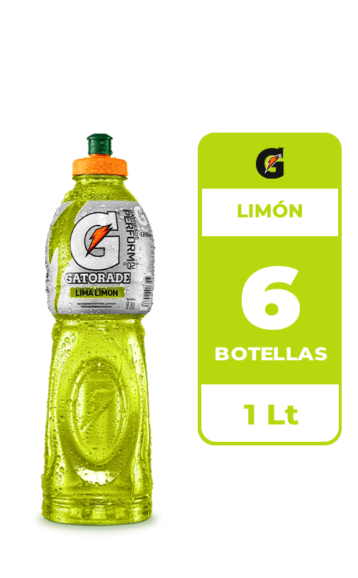 6x Bebida Isotónica Gatorade Limón 1L