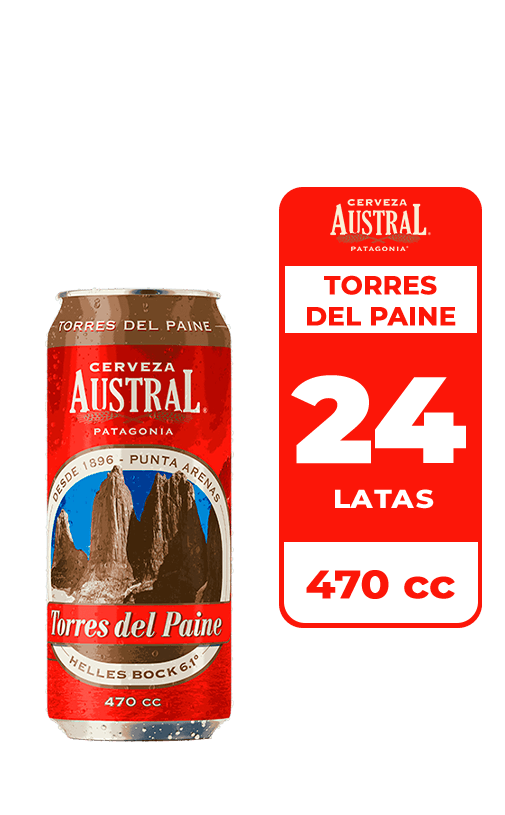24x Cerveza Austral Torres del Paine 5.0° Lata 470cc