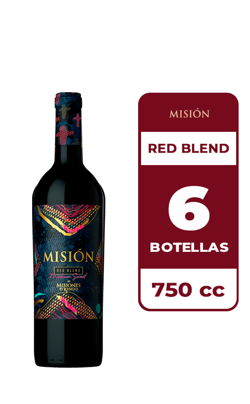 6x Vino Misión Medium Sweet Red Blend 750cc