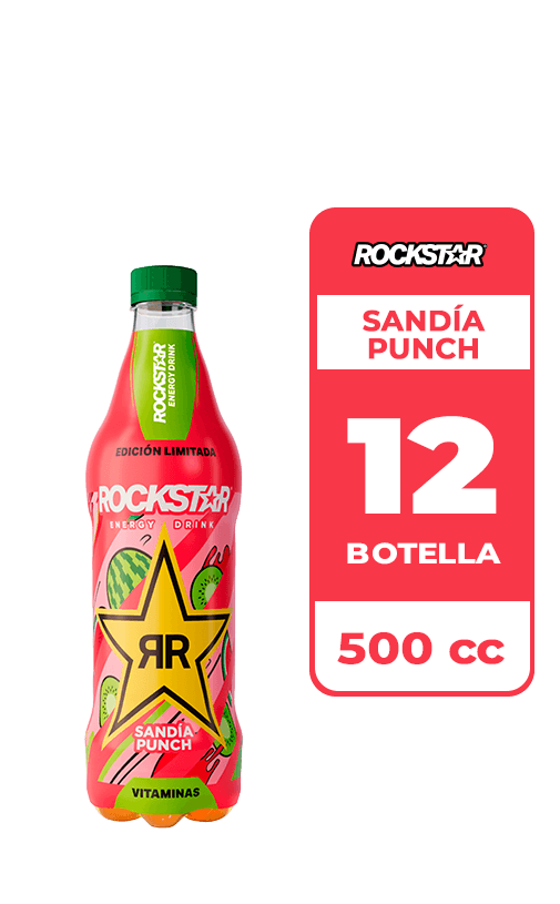 12x Bebida Energética Rockstar Sandía Punch 500cc