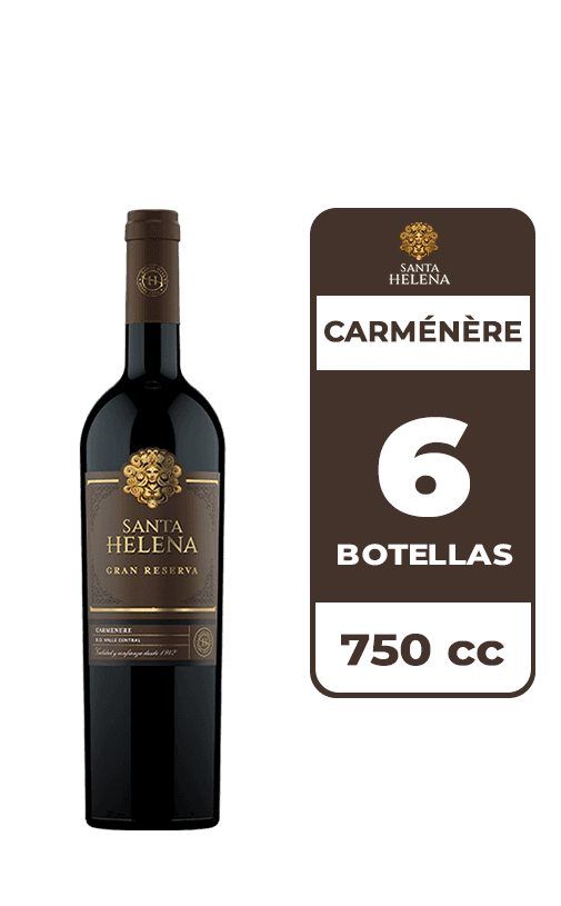 6x Vino Santa Helena Gran Reserva Carmenere 750cc