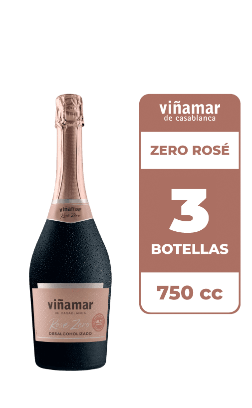 3x Espumante Viñamar Zero Rosé 750cc