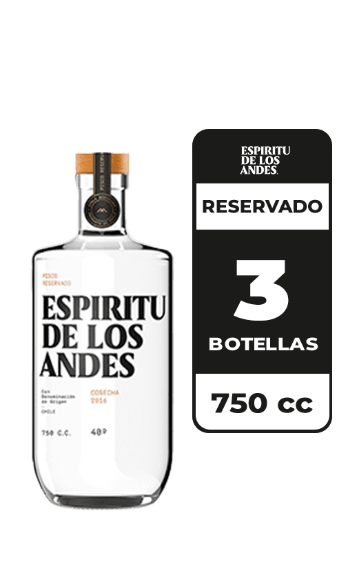 3x Pisco Espíritu De Los Andes 40° 750cc