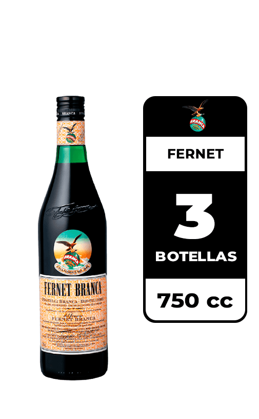 3x Fernet Branca 39° 750cc