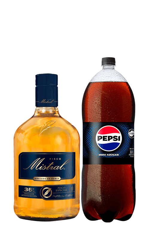 Promo Pisco Mistral 35° 1L + Pepsi Zero 3L