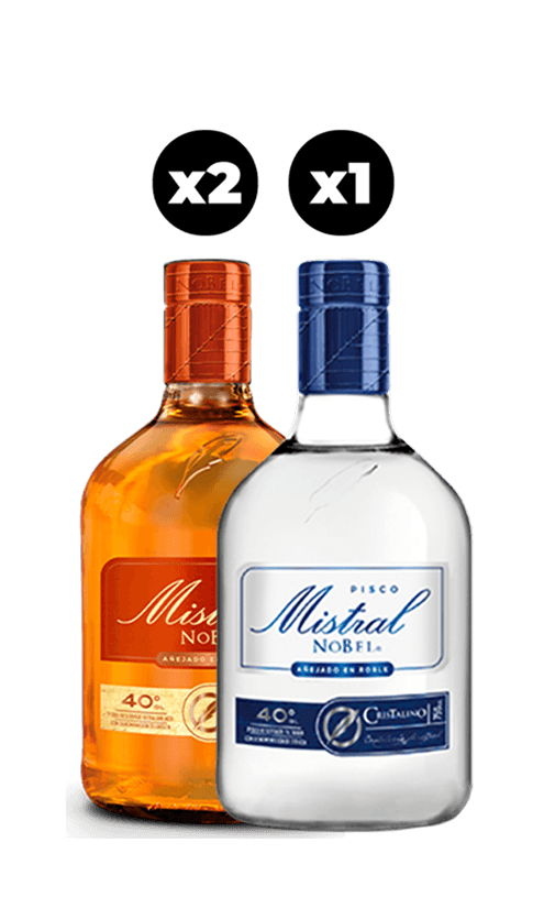 Pack 2x Pisco Mistral Nobel 40° 750cc + Pisco Mistral Nobel Cristalino 40° 750cc