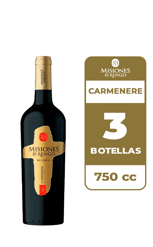 3x Vino Misiones De Rengo Reserva Carmenere 750cc