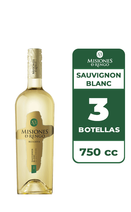 3x Vino Misiones De Rengo Reserva Sauvignon Blanc 750cc