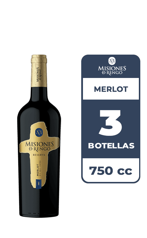 3x Vino Misiones De Rengo Reserva Merlot 750cc