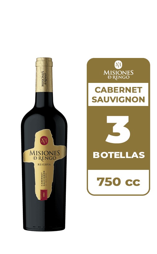 3x Vino Misiones De Rengo Reserva Cabernet Sauvignon 750cc