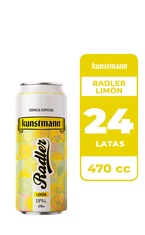 24x Cerveza Kunstmann Radler Limón 2.5° Lata 470cc