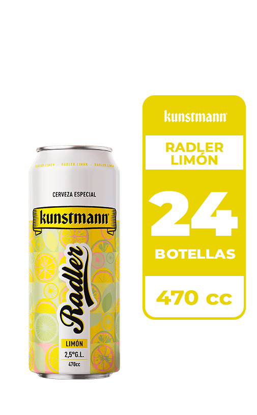 24x Cerveza Kunstmann Radler Limón 2.5° Lata 470cc
